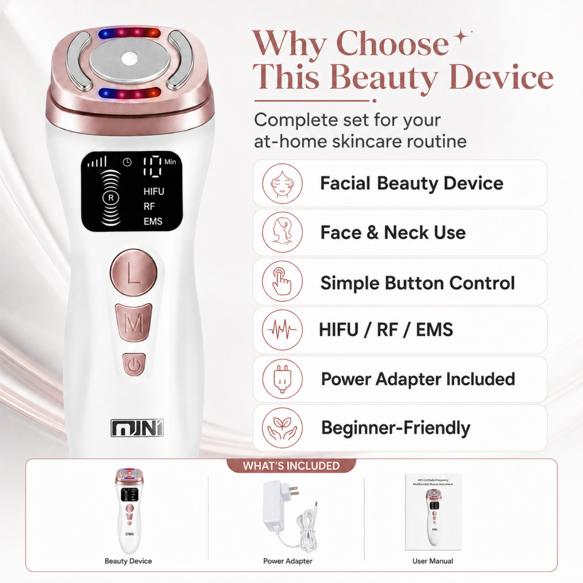 3-in-1 Microcurrent Facial Beauty Device for Skin Lifting
