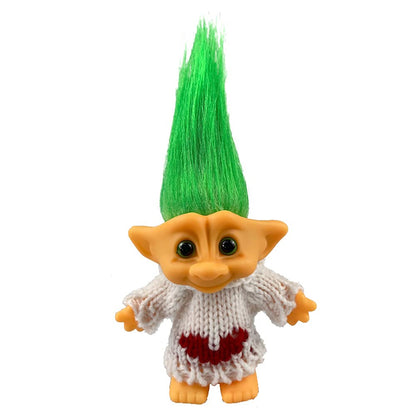 Retro Troll Dolls,Cute Vintage Troll Dolls Chromatic Adorable for Collections, School Project, Arts and Crafts, Party Favors with Wool Clothes
