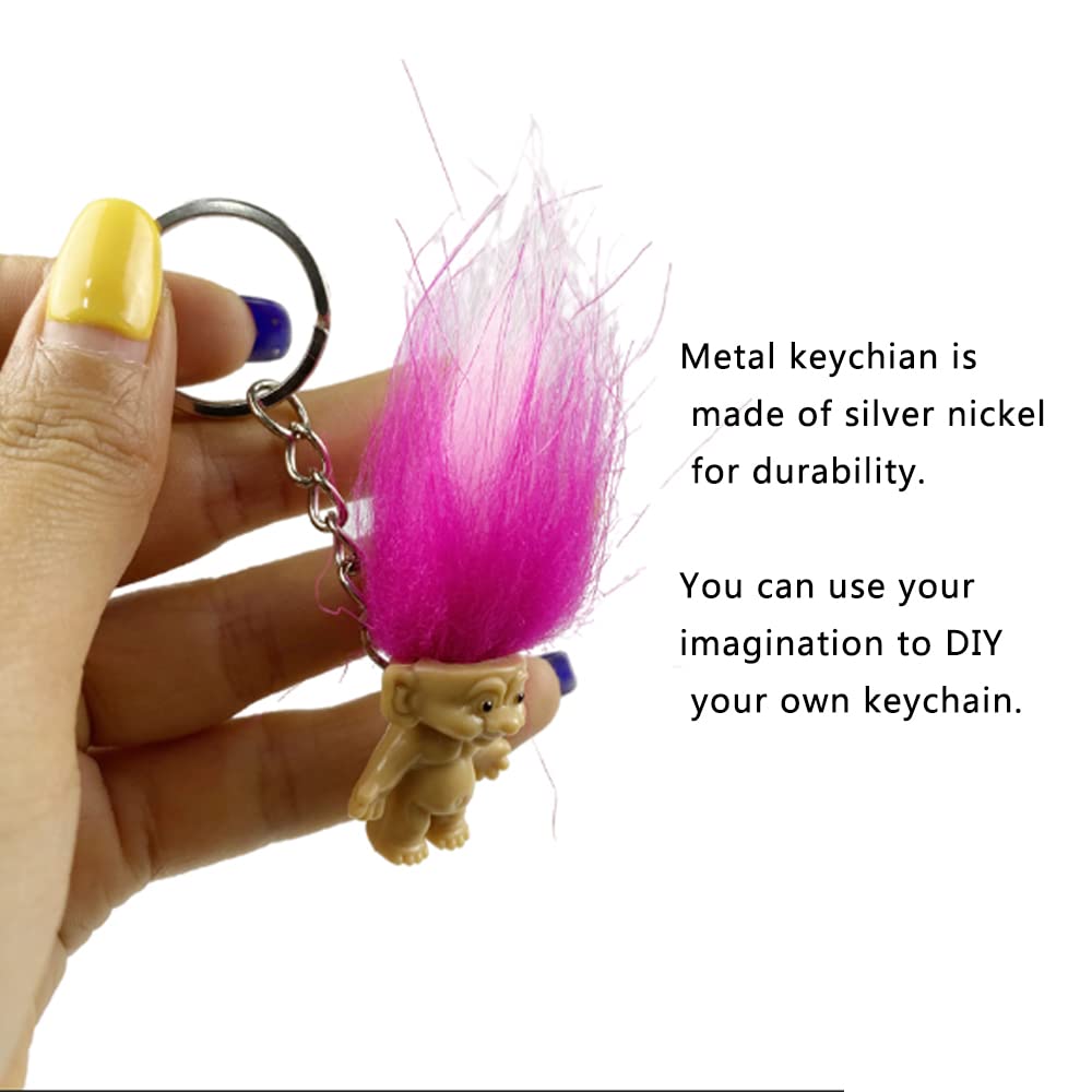 Yintlilocn 10Pack Cute troll doll Key ring Crazy Colour Hair Figurine Kids Toy Party Decoration mini troll Dolls Keychain Key holder