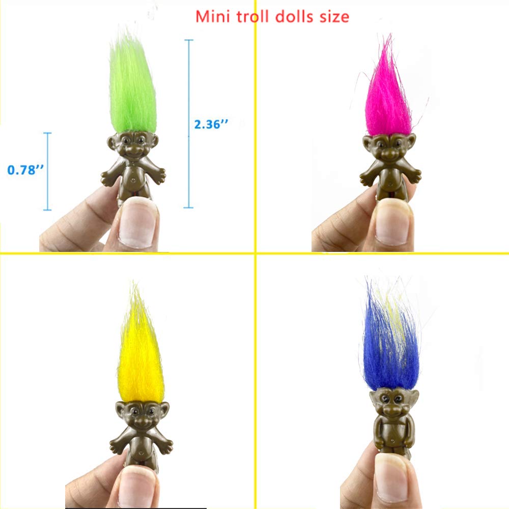 10Pack Black PVC Vintage Troll Dolls,Mini Dolls Chromatic Adorable for Collections, School Project, Arts and Crafts, Party Favors -Exclusive Limited Edition Customization