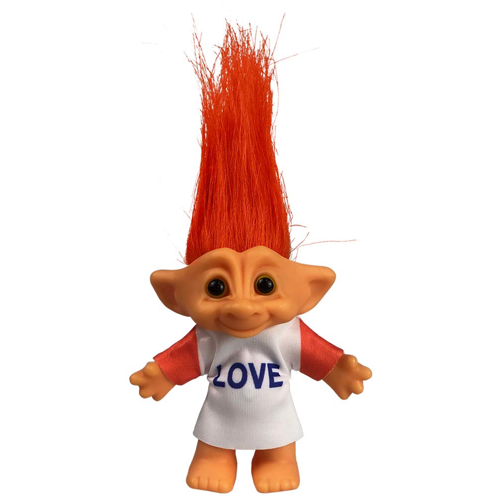 Vintage Troll Dolls Adorable for Collections, School Project, Arts and Crafts, Party Favors - 7.5 Tall Red(Include The Length of Hair)