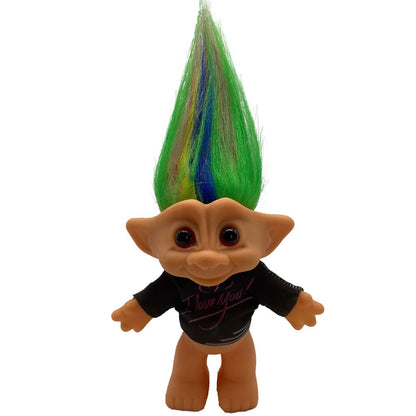 PVC Vintage Trolls Dolls Retro Troll Doll Action Figures Chromatic Adorable for Collections, School Project, Arts and Crafts, Party Favors (Green Diamond)