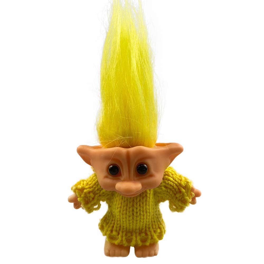 Retro Troll Dolls,Cute Vintage Troll Dolls Chromatic Adorable for Collections, School Project, Arts and Crafts, Party Favors with Wool Clothes