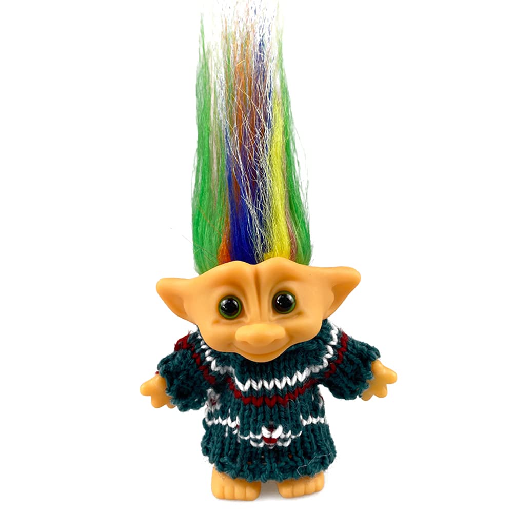 Retro Troll Dolls,Cute Vintage Troll Dolls Chromatic Adorable for Collections, School Project, Arts and Crafts, Party Favors with Wool Clothes