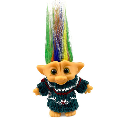 Retro Troll Dolls,Cute Vintage Troll Dolls Chromatic Adorable for Collections, School Project, Arts and Crafts, Party Favors with Wool Clothes