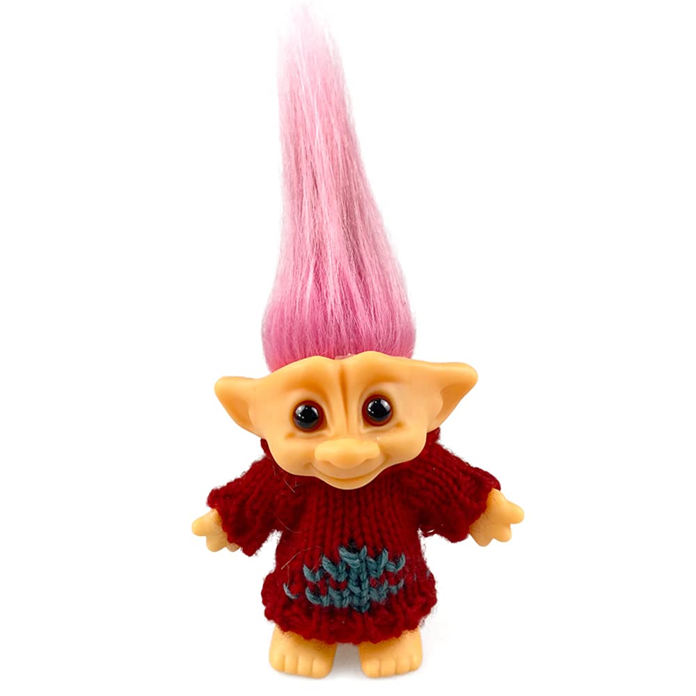Retro Troll Dolls,Cute Vintage Troll Dolls Chromatic Adorable for Collections, School Project, Arts and Crafts, Party Favors with Wool Clothes