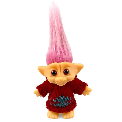 Retro Troll Dolls,Cute Vintage Troll Dolls Chromatic Adorable for Collections, School Project, Arts and Crafts, Party Favors with Wool Clothes