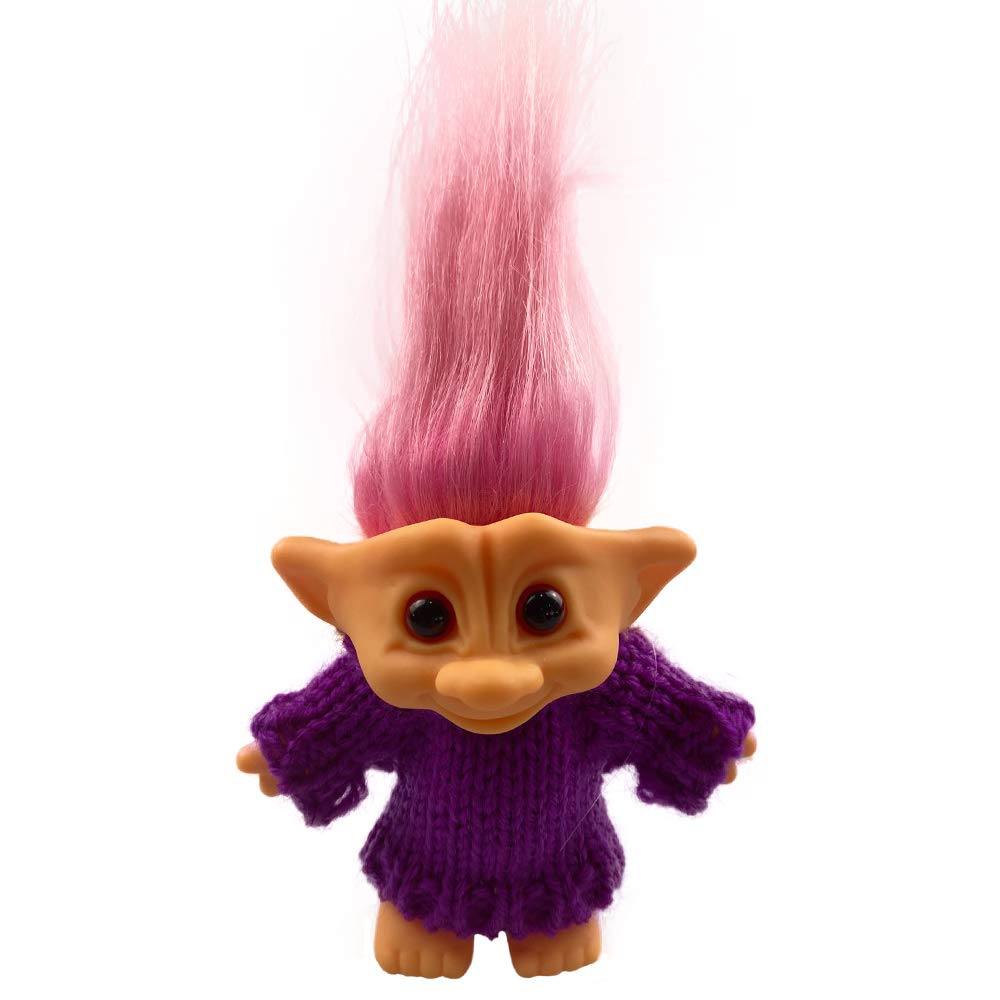 Retro Troll Dolls,Cute Vintage Troll Dolls Chromatic Adorable for Collections, School Project, Arts and Crafts, Party Favors with Wool Clothes