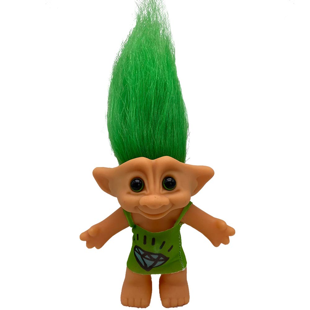 PVC Vintage Trolls Dolls Retro Troll Doll Action Figures Chromatic Adorable for Collections, School Project, Arts and Crafts, Party Favors (Green Diamond)
