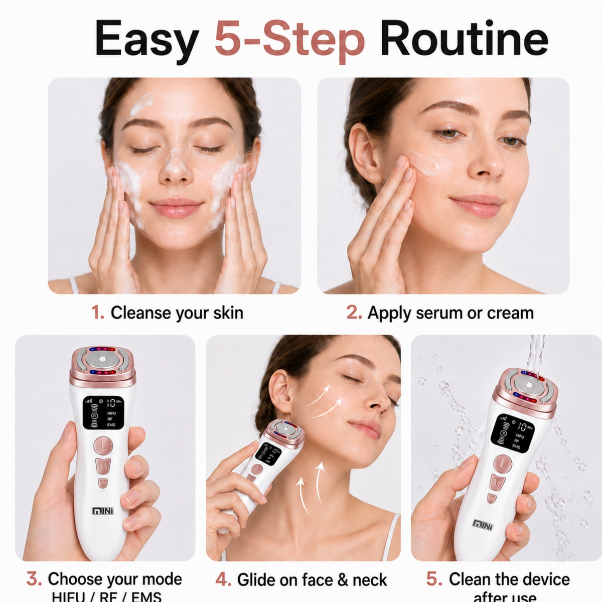 3-in-1 Microcurrent Facial Beauty Device for Skin Lifting