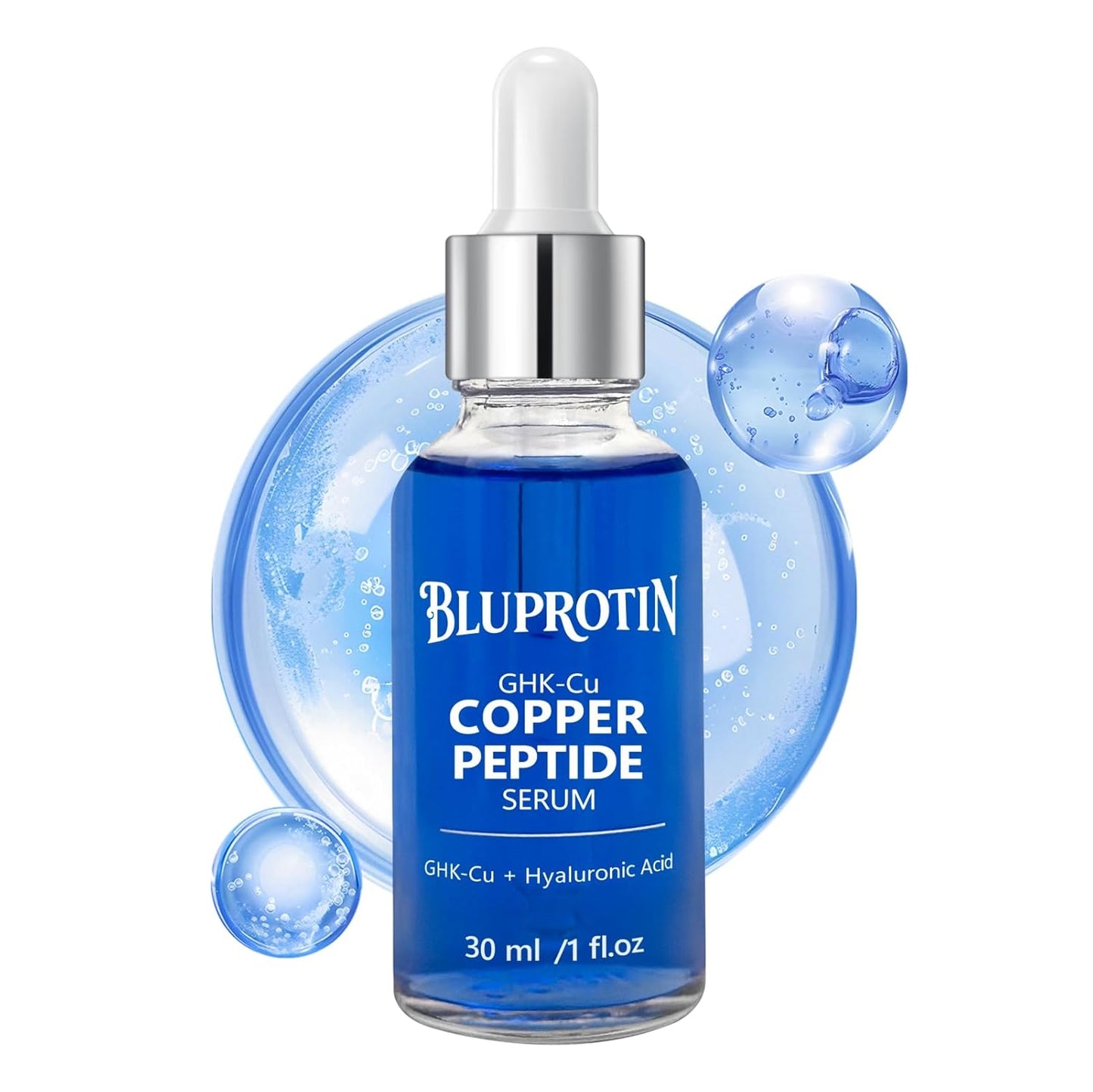BLUPROTIN Copper Peptides Serum for Face,ghk-cu peptide serum | GHK-CU Peptide with Propylene Glycol&Copper Tripeptide-1&Hyaluronic acid, Anti-Aging Anti-Wrinkle Moisturizing 30ml