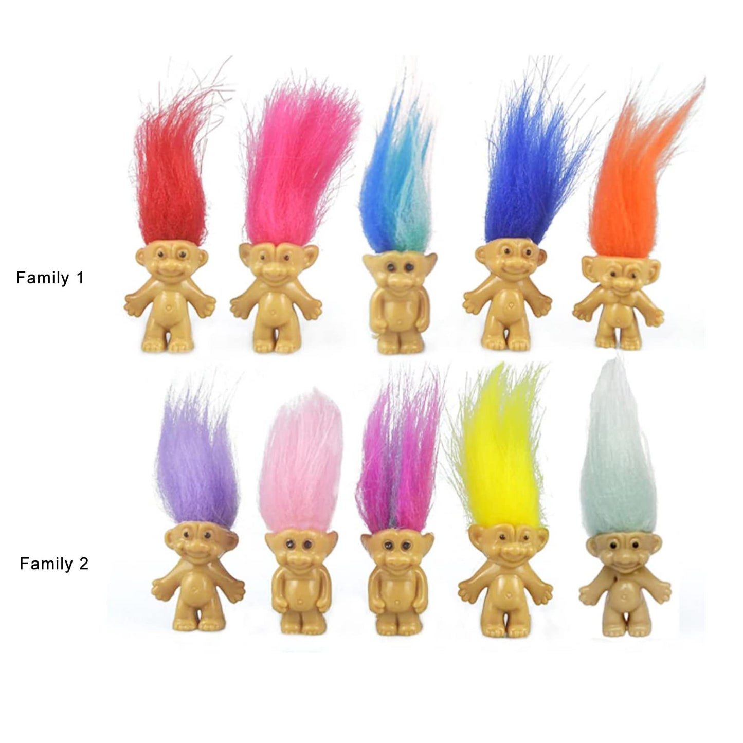 Yintlilocn 20PCS Mini Troll Dolls, PVC Vintage Troll Dolls Mini Action Figures 1.2 Cake Toppers Chromatic Adorable Cute Little Guys Collection, School Project, Arts Crafts, Party Favors