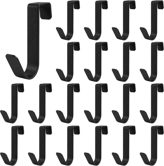 VoyaBliss 20Pcs Over The Door Hooks,Stainless Steel Door Hanger Hooks for Kitchen Christmas Wreath Clothes, Single Hanging Hooks for Organizer Holder Back Door Hanger【Black】