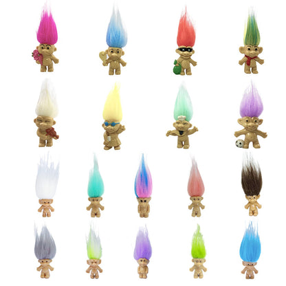 Mini Troll Dolls PVC Vintage Action Figures Cake Toppers Chromatic Adorable Cute Little Guys Collection, School Project, Arts Crafts, Party Favors (20pack-A)