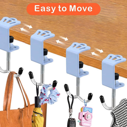 VoyaBliss 5 Pcs Desk Mount Bag Holder Hook Clamp Adjustable 0.5-4cm Purse Hanger for Table Bag Holder for Table for Hanging Bags Headphone Black