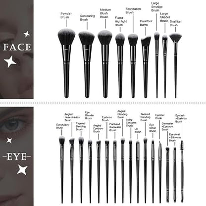 Black Makeup Brushes Set Professional 70Pcs with Case Premium Synthetic for Foundation Concealer Blush Eyeshadow Powder Contour Makeup Brush Kit Face Eye Make up Brushes & Tools