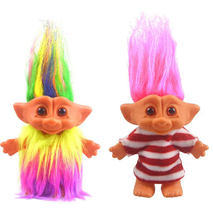 2pcs Vintage Troll Dolls Set,Retro Troll Doll Chromatic Adorable for Collections, School Project, Arts and Crafts, Party Favors