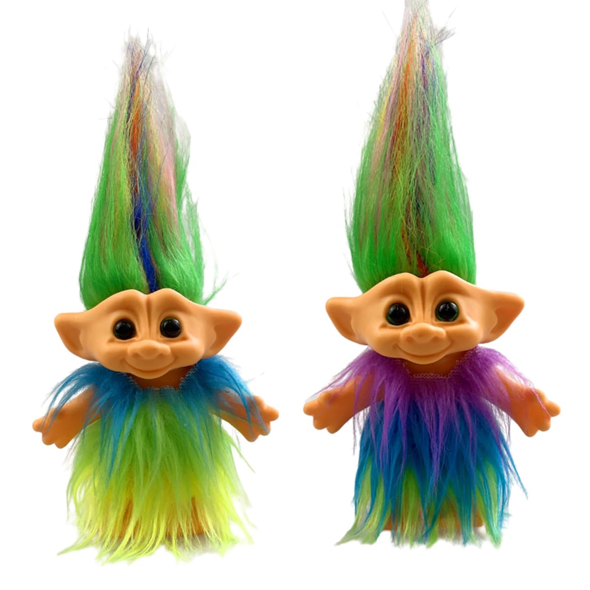 2Pack Retro Vintage Troll Dolls Set,Troll Doll Chromatic Adorable for Collections, School Project, Arts and Crafts, Party Favors (Style2-Yellow&Purple)