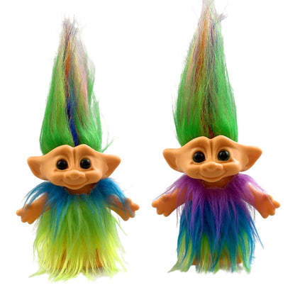 2Pack Retro Vintage Troll Dolls Set,Troll Doll Chromatic Adorable for Collections, School Project, Arts and Crafts, Party Favors (Style2-Yellow&Purple)