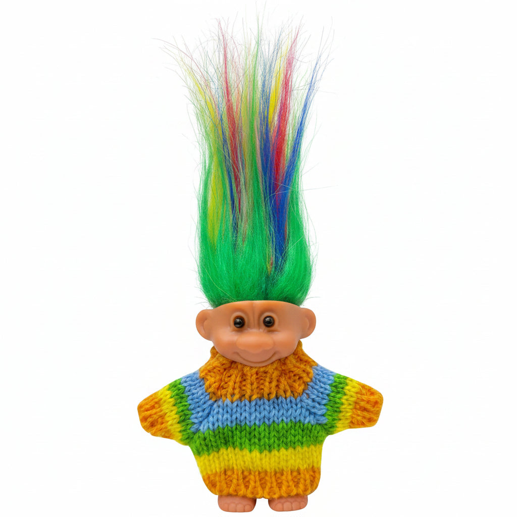 Retro Vintage Lucky Troll Dolls Assorted Hair Colors Chromatic Adorable for Collections, School Project, Arts and Crafts, Party Favors (Pink)