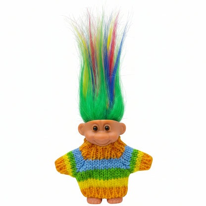 Retro Vintage Lucky Troll Dolls Assorted Hair Colors Chromatic Adorable for Collections, School Project, Arts and Crafts, Party Favors (Pink)