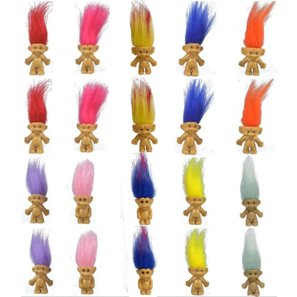 Yintlilocn 20PCS Mini Troll Dolls, PVC Vintage Troll Dolls Mini Action Figures 1.2 Cake Toppers Chromatic Adorable Cute Little Guys Collection, School Project, Arts Crafts, Party Favors