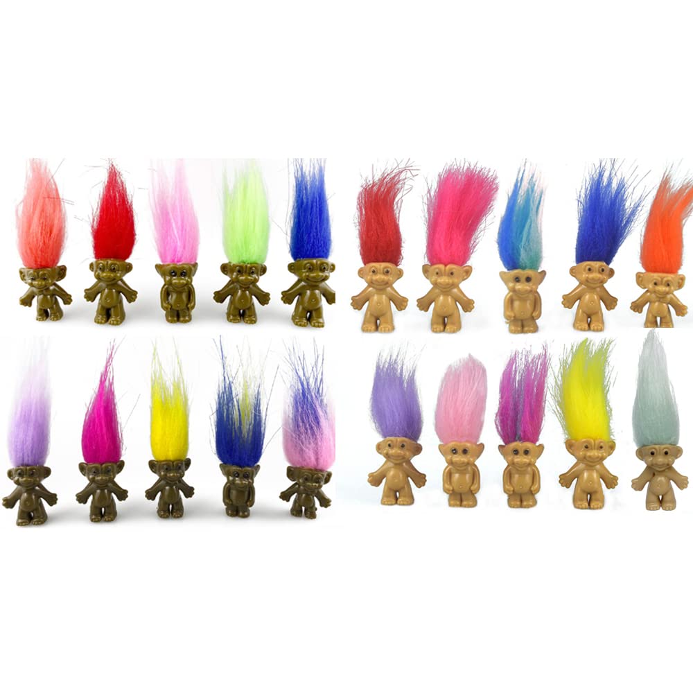 18packs Retro Troll Dolls Set,PVC Vintage Troll Doll Chromatic Adorable for Collections, School Project, Arts and Crafts, Party Favors. (Style2-18packs)