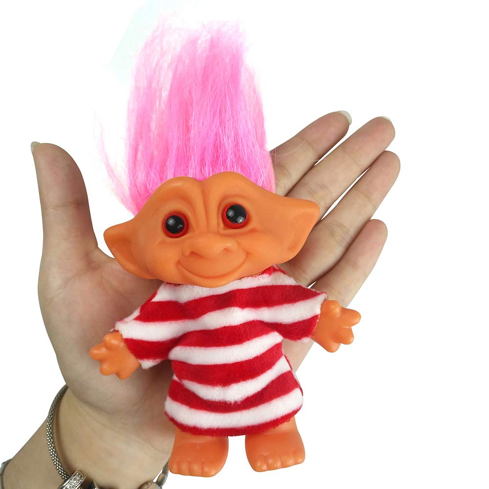Vintage Troll Dolls Chromatic Adorable for Collections, School Project, Arts and Crafts, Party Favors - 7.5" Tall Orange(Include The Length of Hair)