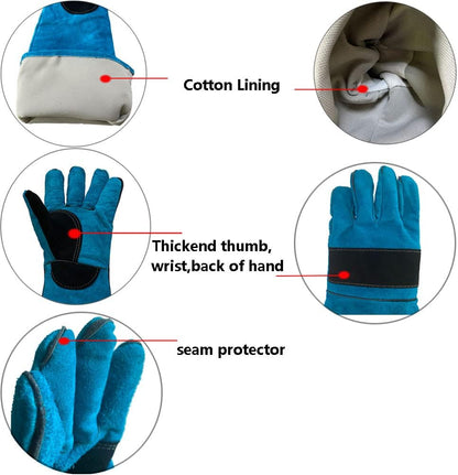 Animal Handing Gloves Bite Proof 23.7 Inch Kevlar Reinforced Multipurpose Pet Leather Glove Padding Dog,Cat Scratch,Bird Handling Falcon Gloves Grabbing,Reptile Squirrel Snake Bite