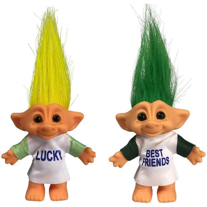 2pcs Vintage Troll Dolls Set,Retro Troll Doll Chromatic Adorable for Collections, School Project, Arts and Crafts, Party Favors