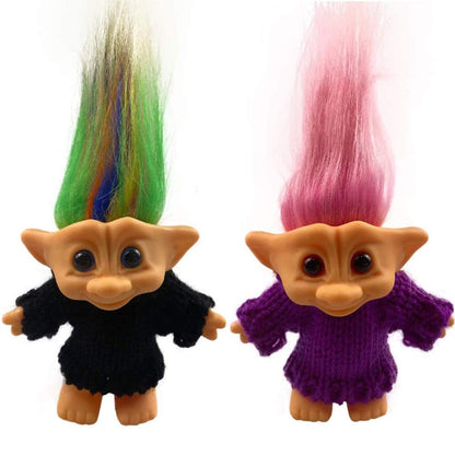 2pcs Vintage Troll Dolls Set,Retro Troll Doll Chromatic Adorable for Collections, School Project, Arts and Crafts, Party Favors