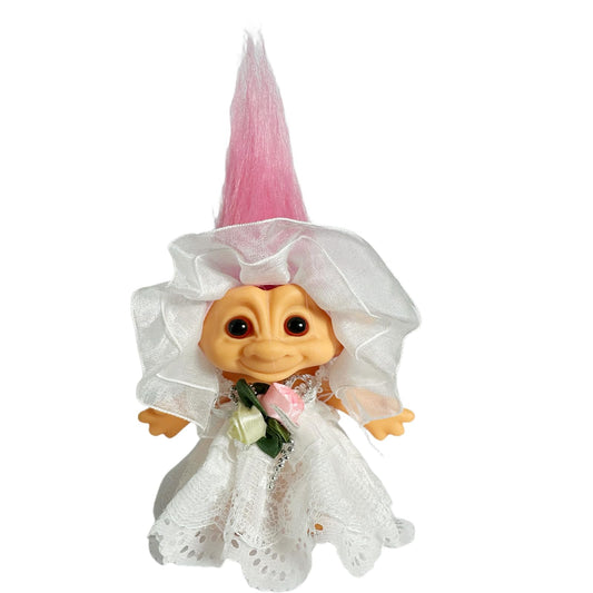 Vintage Troll Dolls, Retro Troll Doll Chromatic Adorable for Collections, School Project, Arts and Crafts, Party Favors- 7.5 Tall(Include The Length of Hair) (White)
