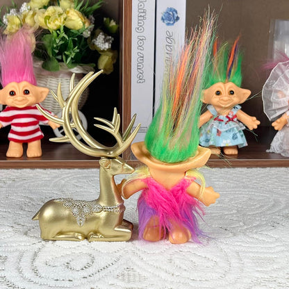 Retro Vintage Troll Dolls Chromatic Adorable for Collections, School Project, Arts and Crafts, Party Favors - 7.5" Tall (Include The Length of Hair)