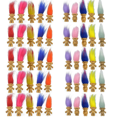 Yintlilocn 20PCS Mini Troll Dolls, PVC Vintage Troll Dolls Mini Action Figures 1.2 Cake Toppers Chromatic Adorable Cute Little Guys Collection, School Project, Arts Crafts, Party Favors