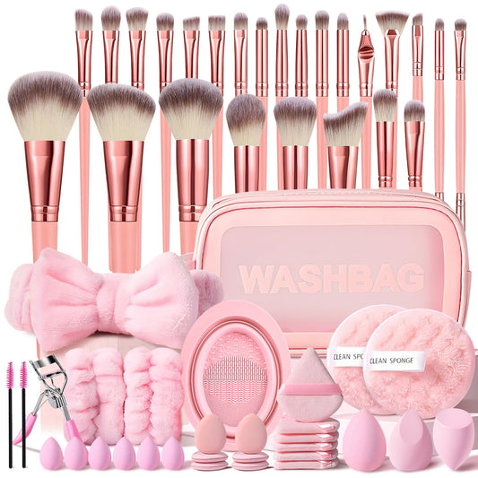 Black Makeup Brushes Set Professional 70Pcs with Case Premium Synthetic for Foundation Concealer Blush Eyeshadow Powder Contour Makeup Brush Kit Face Eye Make up Brushes & Tools