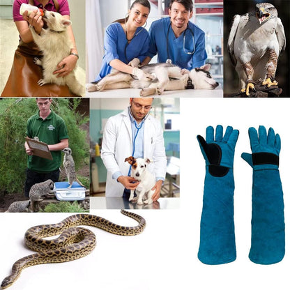 Animal Handing Gloves Bite Proof 23.7 Inch Kevlar Reinforced Multipurpose Pet Leather Glove Padding Dog,Cat Scratch,Bird Handling Falcon Gloves Grabbing,Reptile Squirrel Snake Bite
