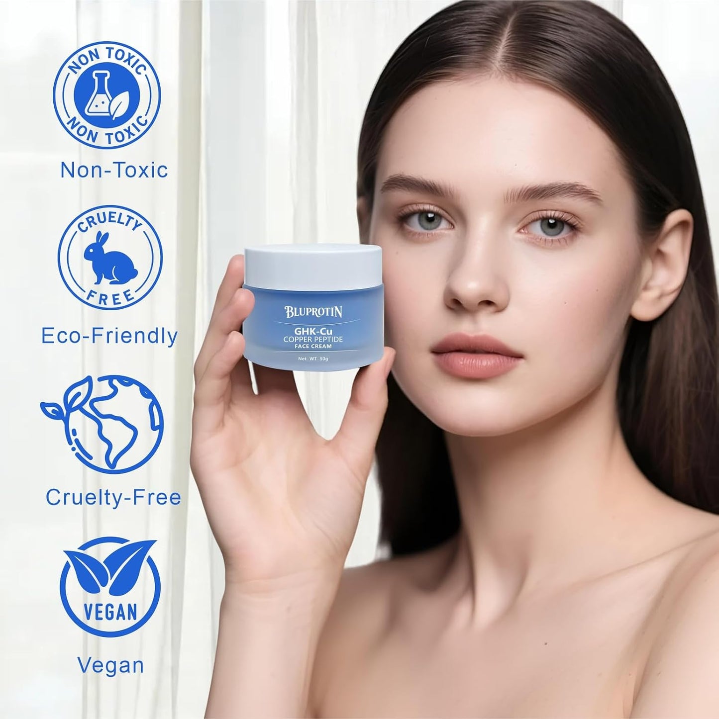BLUPROTIN Copper Peptide Face Cream Firms Skin GHK-Cu Peptide cream 50g | Anti-Aging and Firms Skin GHK-Cu Peptide locks in moisture and repairs skin imperfections