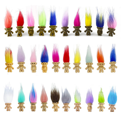 Mini Troll Dolls PVC Vintage Action Figures Cake Toppers Chromatic Adorable Cute Little Guys Collection, School Project, Arts Crafts, Party Favors (20pack-A)