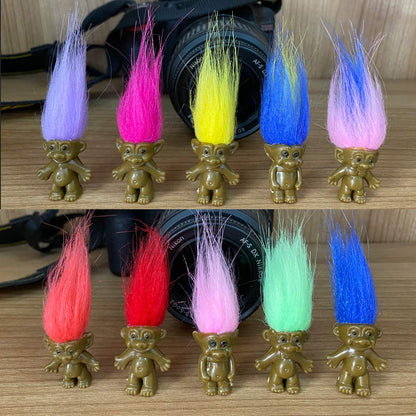10Pack Black PVC Vintage Troll Dolls,Mini Dolls Chromatic Adorable for Collections, School Project, Arts and Crafts, Party Favors -Exclusive Limited Edition Customization