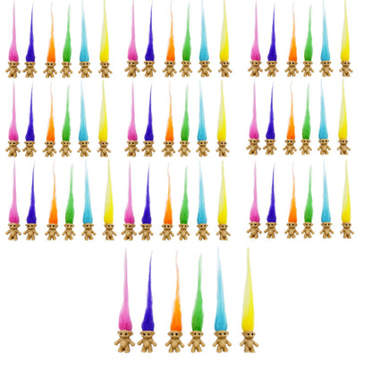 30pcs Long-haired Mini Troll Dolls, Assorted Hair Colors, 0.78 Bodies, 2 Hair. Cake Toppers, Action Figures, School Project, Arts and Crafts, Party Favors