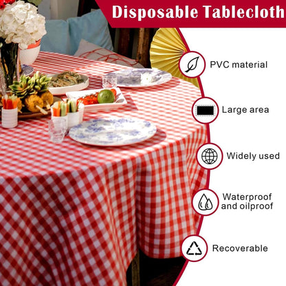 VoyaBliss 30 Pcs Lobster Disposable Bibs and 2 Pcs 54 x 108 Inch Plastic Red and White Gingham Checkered Tablecloths Seafood Boil Party Supplies, Crawfish Boil Party Supplies for BBQ Picnic Barbecue