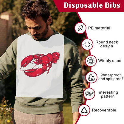VoyaBliss 30 Pcs Lobster Disposable Bibs and 2 Pcs 54 x 108 Inch Plastic Red and White Gingham Checkered Tablecloths Seafood Boil Party Supplies, Crawfish Boil Party Supplies for BBQ Picnic Barbecue