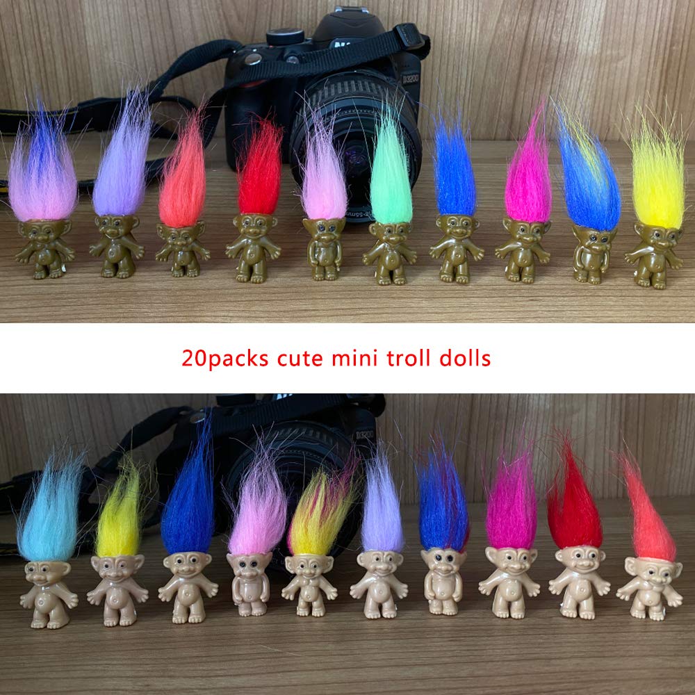 18packs Retro Troll Dolls Set,PVC Vintage Troll Doll Chromatic Adorable for Collections, School Project, Arts and Crafts, Party Favors. (Style2-18packs)
