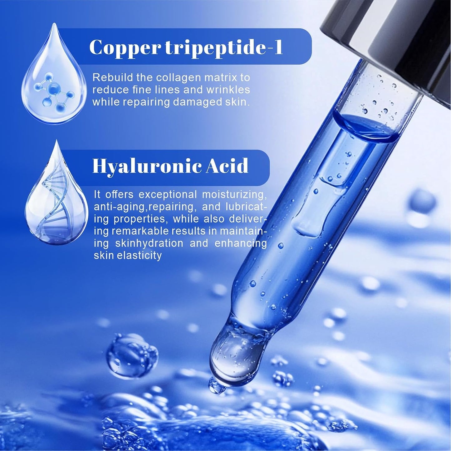 BLUPROTIN Copper Peptides Serum for Face,ghk-cu peptide serum | GHK-CU Peptide with Propylene Glycol&Copper Tripeptide-1&Hyaluronic acid, Anti-Aging Anti-Wrinkle Moisturizing 30ml