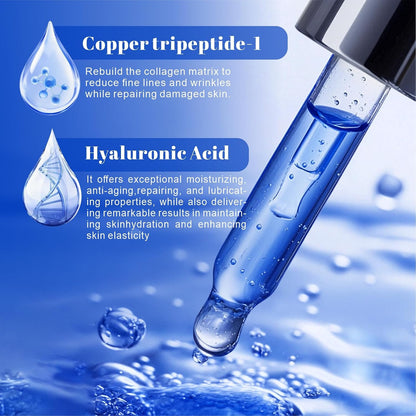 BLUPROTIN Copper Peptides Serum for Face,ghk-cu peptide serum | GHK-CU Peptide with Propylene Glycol&Copper Tripeptide-1&Hyaluronic acid, Anti-Aging Anti-Wrinkle Moisturizing 30ml