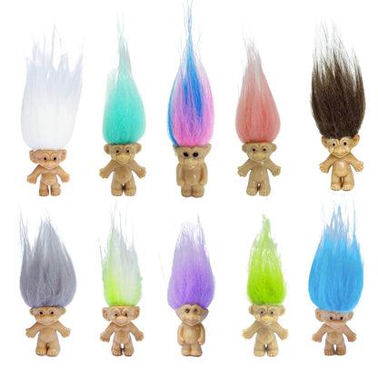 Mini Troll Dolls PVC Vintage Action Figures Cake Toppers Chromatic Adorable Cute Little Guys Collection, School Project, Arts Crafts, Party Favors (20pack-A)