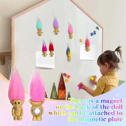 Yintlilocn 10pcs Mini Troll Dolls Magnets for Fridge | Mini Lucky troll doll Magnets for efrigerator Decoration Kitchen Locker Kitchen Office (Color A)