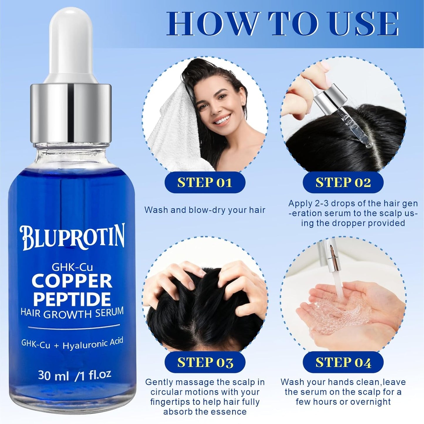 Copper Peptides Hair Growth Serum Women and Men for Thinning Hair | Promotes Fullness Reduces Shedding 30ml / 1fl oz