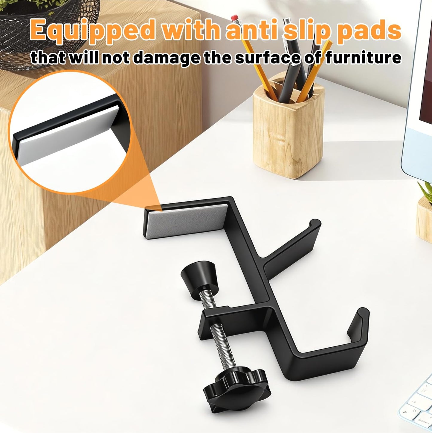 VoyaBliss 6 Pcs Adjustable Purse Hooks Heavy Duty Bag Hanger for Table Desk Fireplace, Bag Holder for Table for Desk Key Backpack