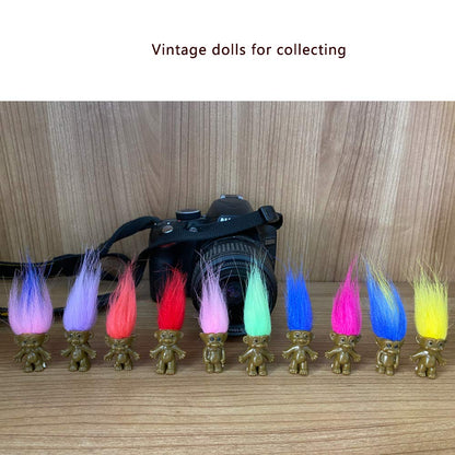 10Pack Black PVC Vintage Troll Dolls,Mini Dolls Chromatic Adorable for Collections, School Project, Arts and Crafts, Party Favors -Exclusive Limited Edition Customization